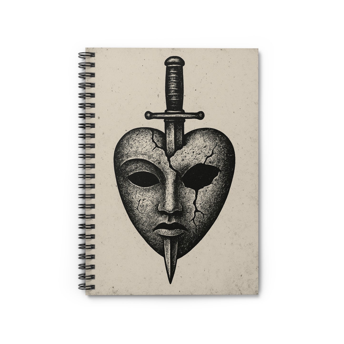 Mask Spiral Notebook - Ruled Line, Journal, Writing, Gift for Her, Dark Aesthetic, Unique Stationery, Gothic Decor