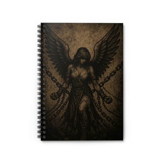 Gothic Angel Spiral Notebook - Ruled Line, Journal, Writing, Gift for Her, Dark Aesthetic, Unique Stationery, Gothic Decor