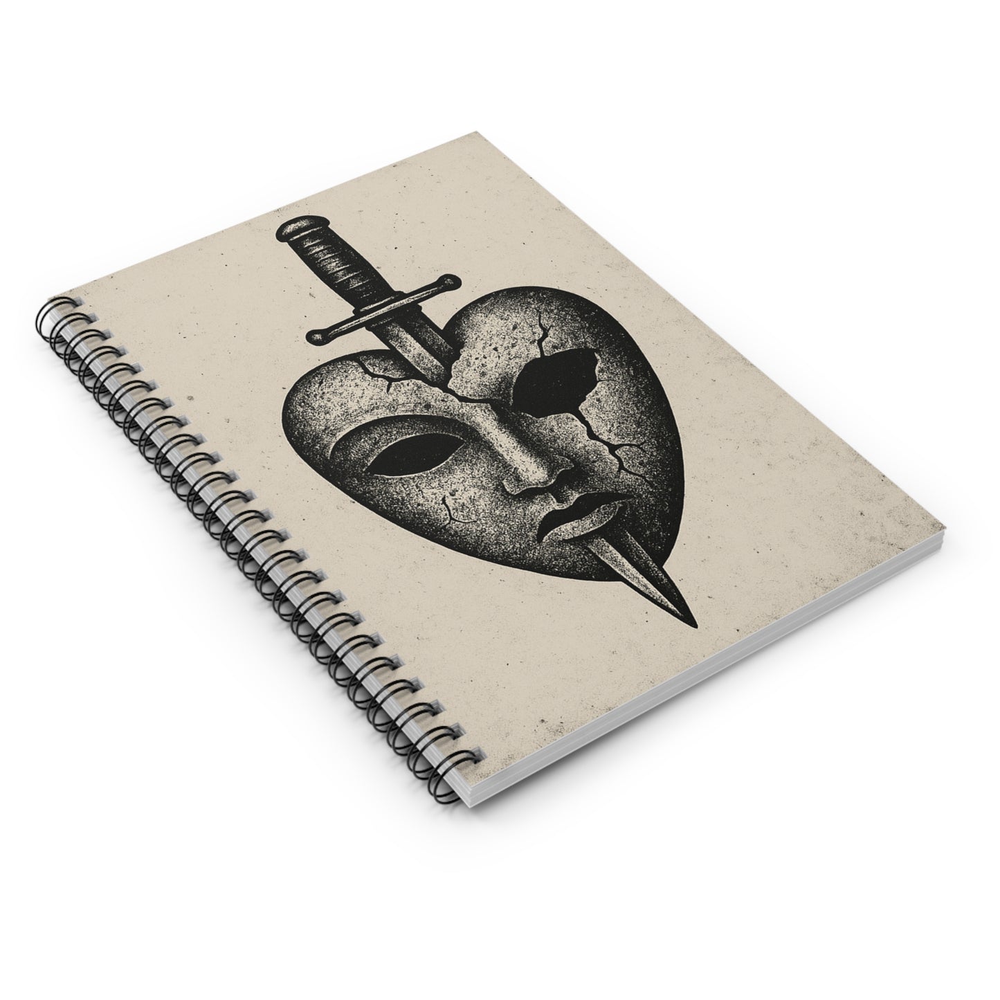 Mask Spiral Notebook - Ruled Line, Journal, Writing, Gift for Her, Dark Aesthetic, Unique Stationery, Gothic Decor