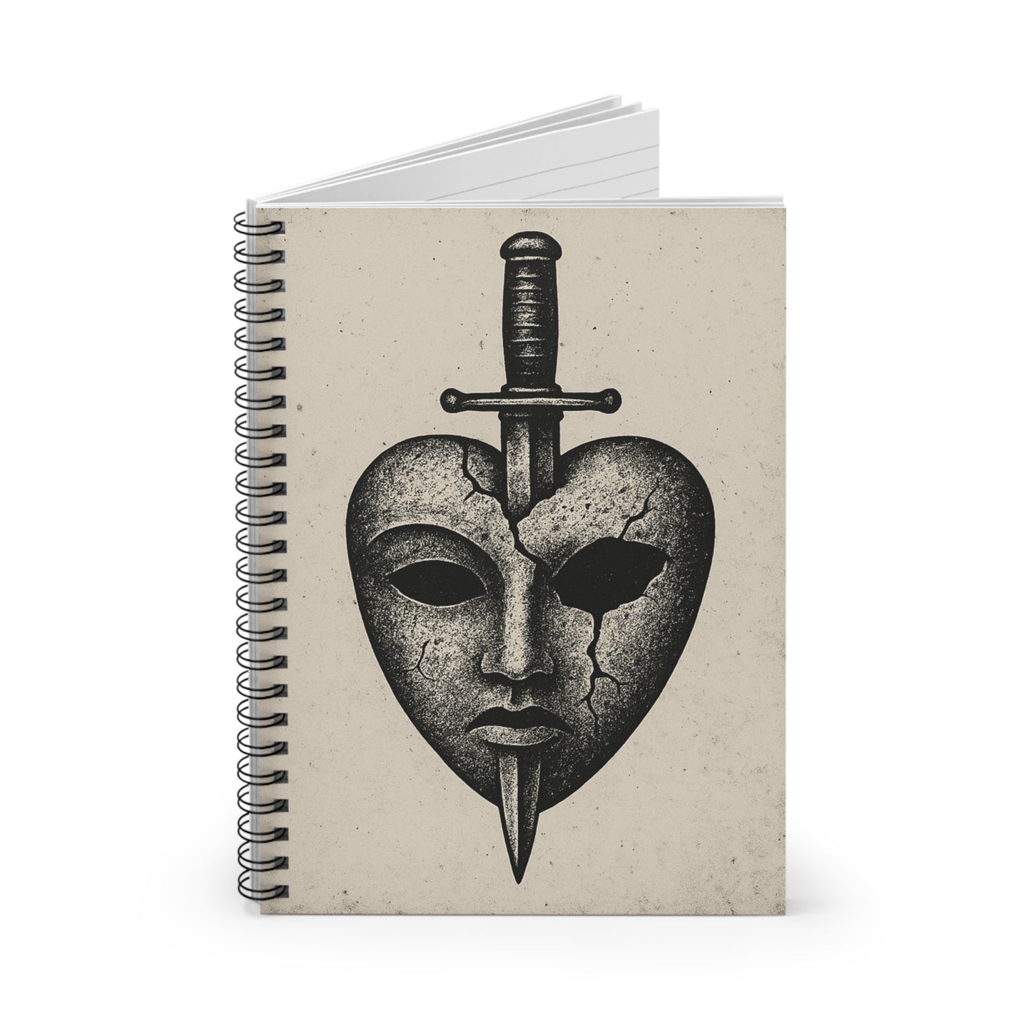 Mask Spiral Notebook - Ruled Line, Journal, Writing, Gift for Her, Dark Aesthetic, Unique Stationery, Gothic Decor