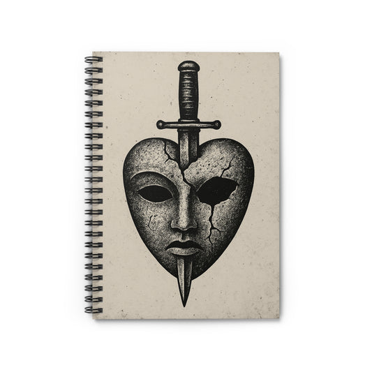 Mask Spiral Notebook - Ruled Line, Journal, Writing, Gift for Her, Dark Aesthetic, Unique Stationery, Gothic Decor